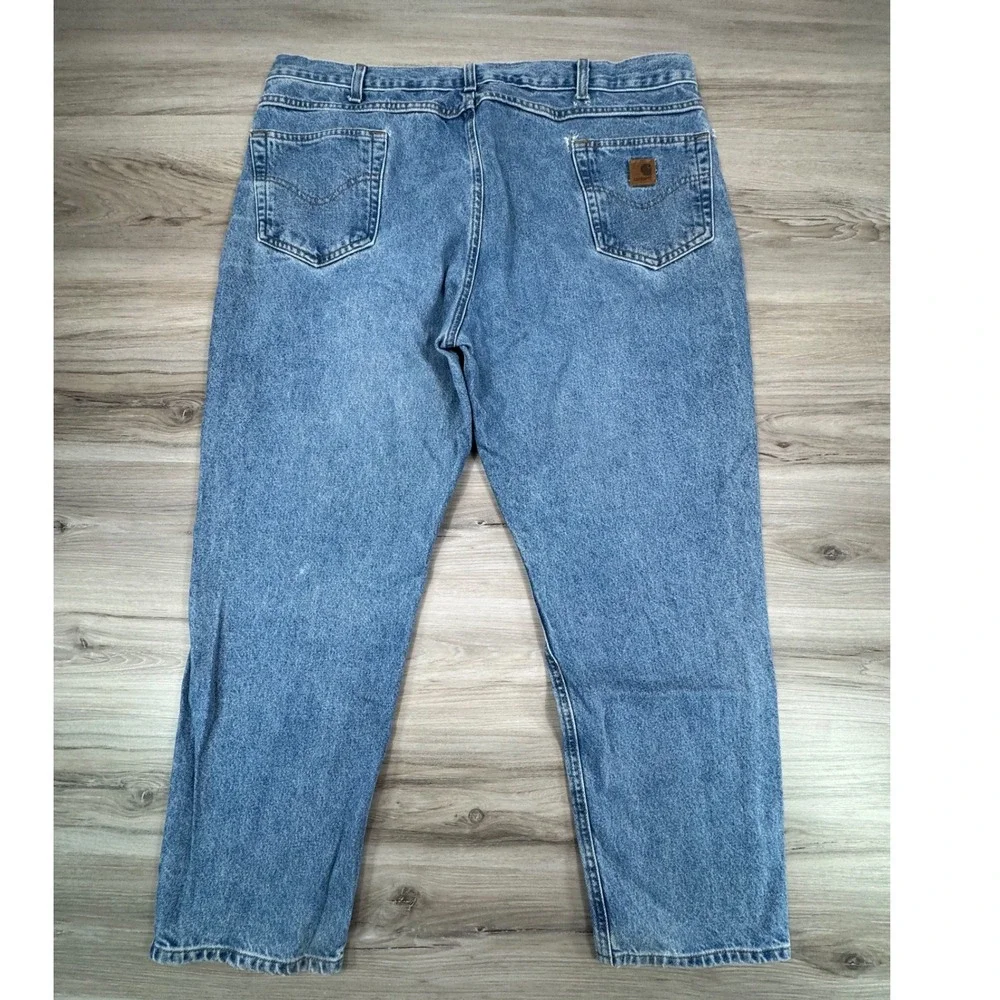 Carhartt B18 STW Traditional Fit Mens Jeans 44x30 Blue Stonewash Straight‎ Leg